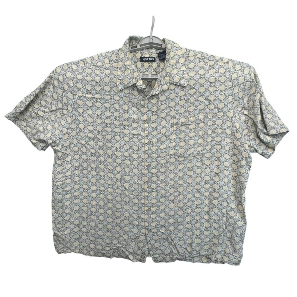 Puritan Button Up Shirt Mens 3XL Multi Color Rayon Tropical Palm Lot of 3 Casual